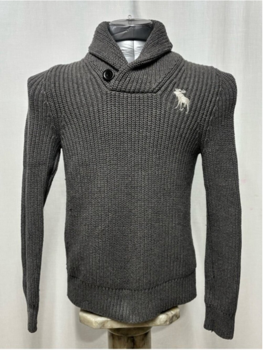 Abercrombie & Fitch Dark Gray Shawl Collar Turtleneck Sweater Large preppy 809